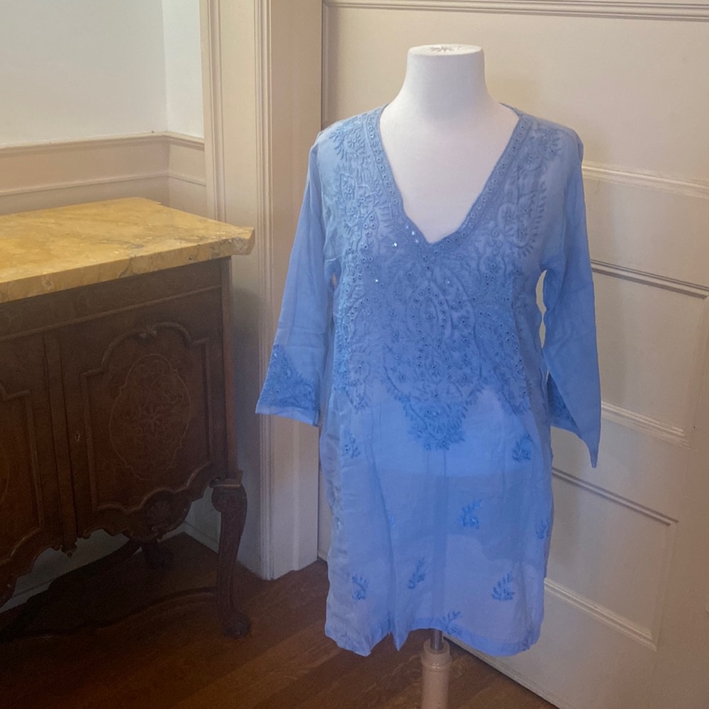 Embroidered Tunic Coverup, Size M
